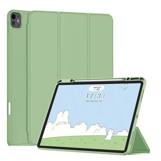Fansong Case for iPad Pro 11 inch 2024, Cover for iPad Pro 11 (M4) with Auto Sleep/Wake Pencil Holder Trifold Stand TPU Smart Cover Slim Supports Charging Apple Pencil for A2837 A3006