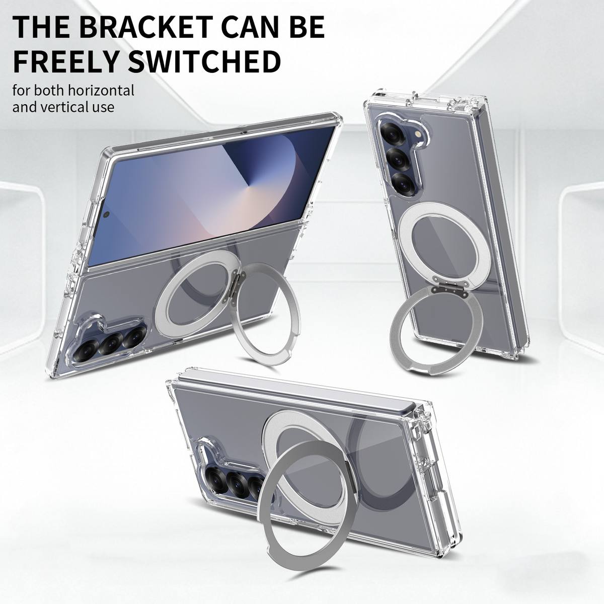 FANSONG 2.0 Anti-Scratch Rotating Stand Case for Samsung Z Fold 6/7/8/8 Wide