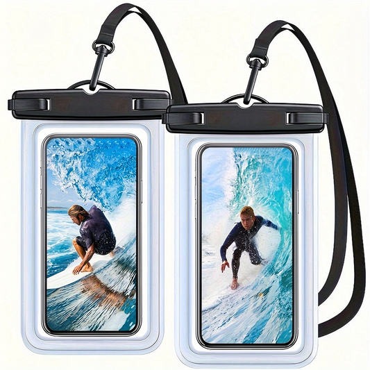 2pcs Waterproof Mobile Phone Case, Underwater Phone Pouch Cover - Easy Lock & Heavy Duty Dustproof Dry Bag, Compatible For 4-7 Inch IPhone 15 14 13 12 11 Pro Max/ Galaxy S22 Ultra S21 S20 A12 And Other Smartphones (Transparent)
