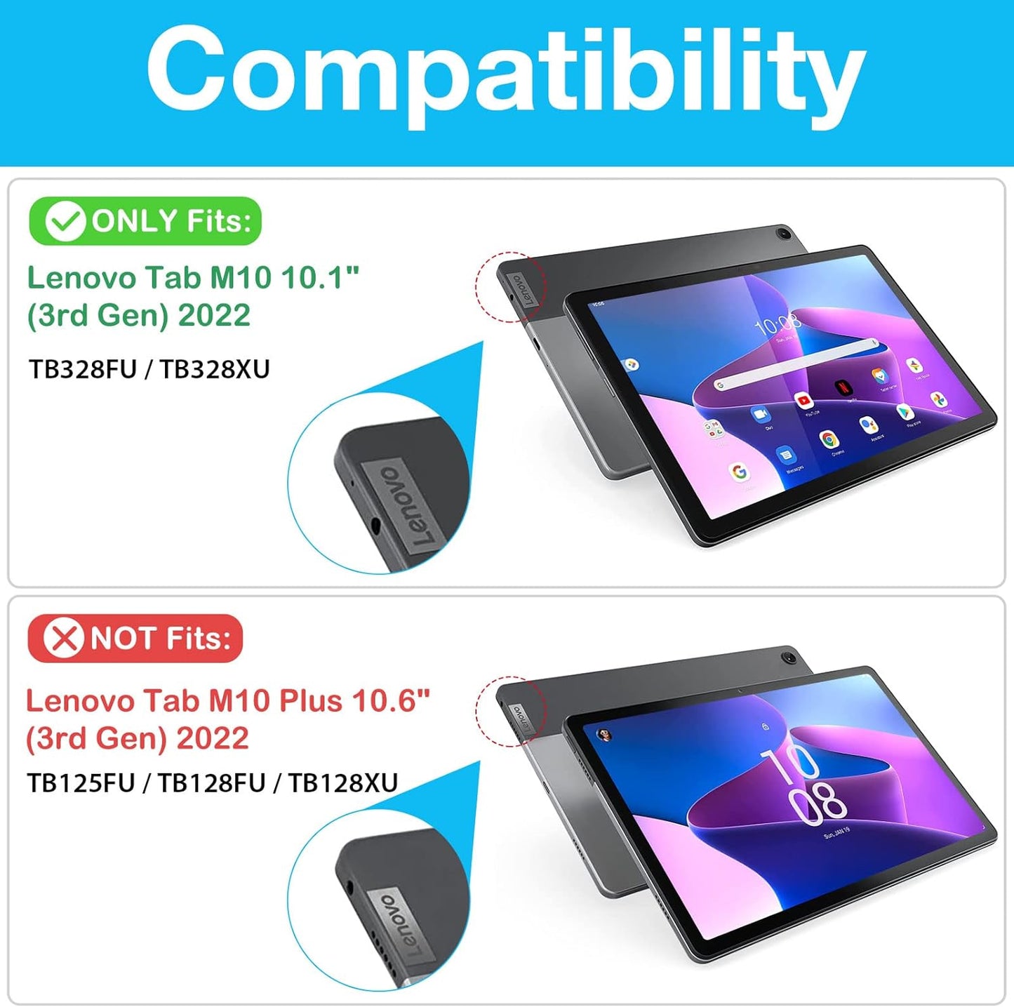 Stand Hard Shell for Lenovo Tab M10 Case 10.1 Inch 2022 3rd Gen Smart Protective Case for Lenovo Tab M10 10.1'' TB328FU