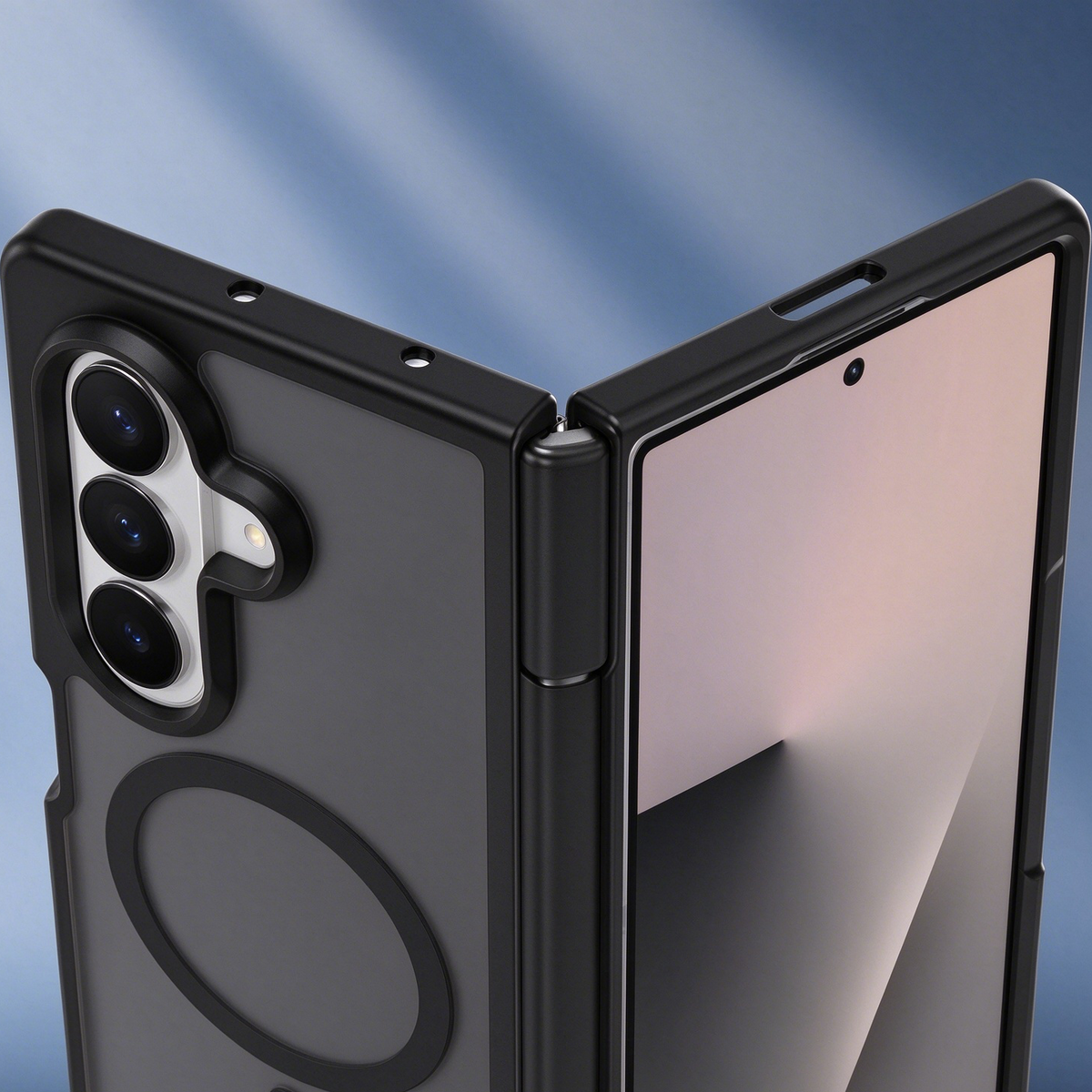 FANSONG for Samsung Z Fold 6 7 8 & Z Fold8 Wide, Silver Shield Matte Magnetic Hinge Case