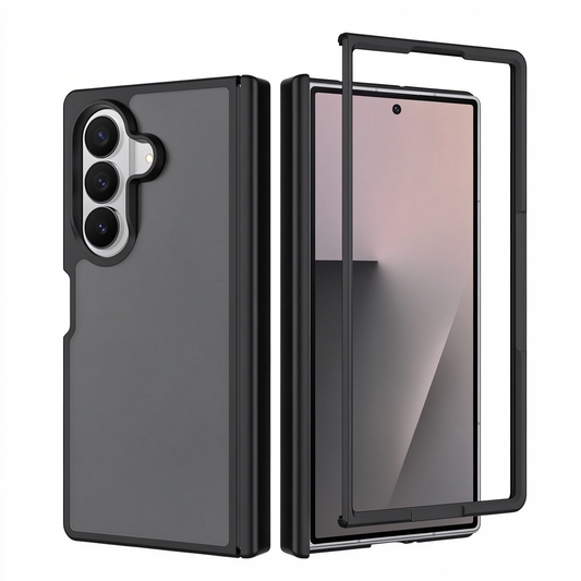 FANSONG for Samsung Z Fold 6 7 8 & Z Fold8 Wide, Silver Shield Matte Magnetic Hinge Case