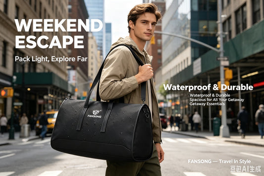 Unique 2-in-1 garment weekender bag with large capacity, trolley sleeve, hidden pockets, waterproof material.