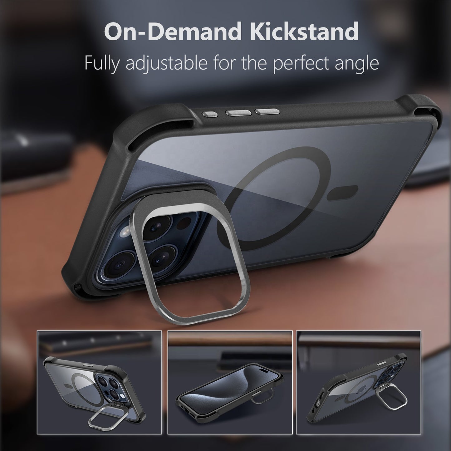 Premium iPhone 16 Phone Case Manufacture Shockproof Camera Kickstand Magnetic Metal Case For iPhone 16 Series Mobile Case