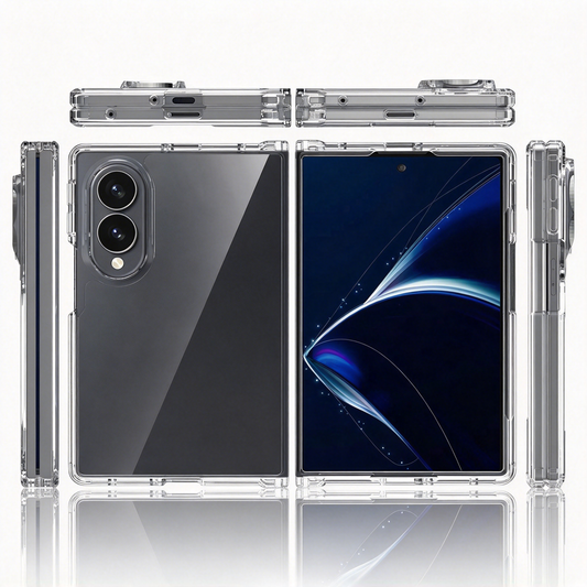 FANSONG Clear Foldable Phone Case for Samsung Galaxy Z Fold 6 / Z Fold 7 / Z Fold 8 | 2.0mm Anti-Scratch Hard PC Back, Flexible Hinge Full Protection