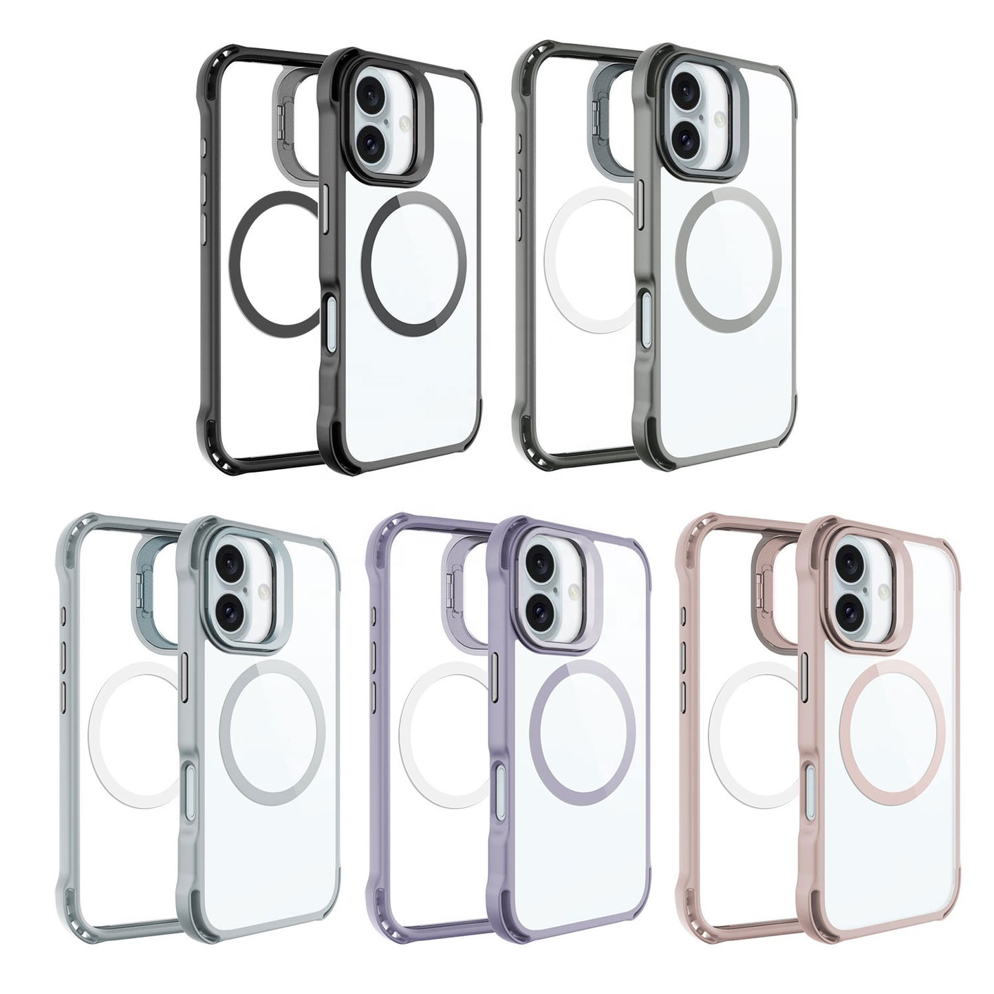 Premium iPhone 16 Phone Case Manufacture Shockproof Camera Kickstand Magnetic Metal Case For iPhone 16 Series Mobile Case