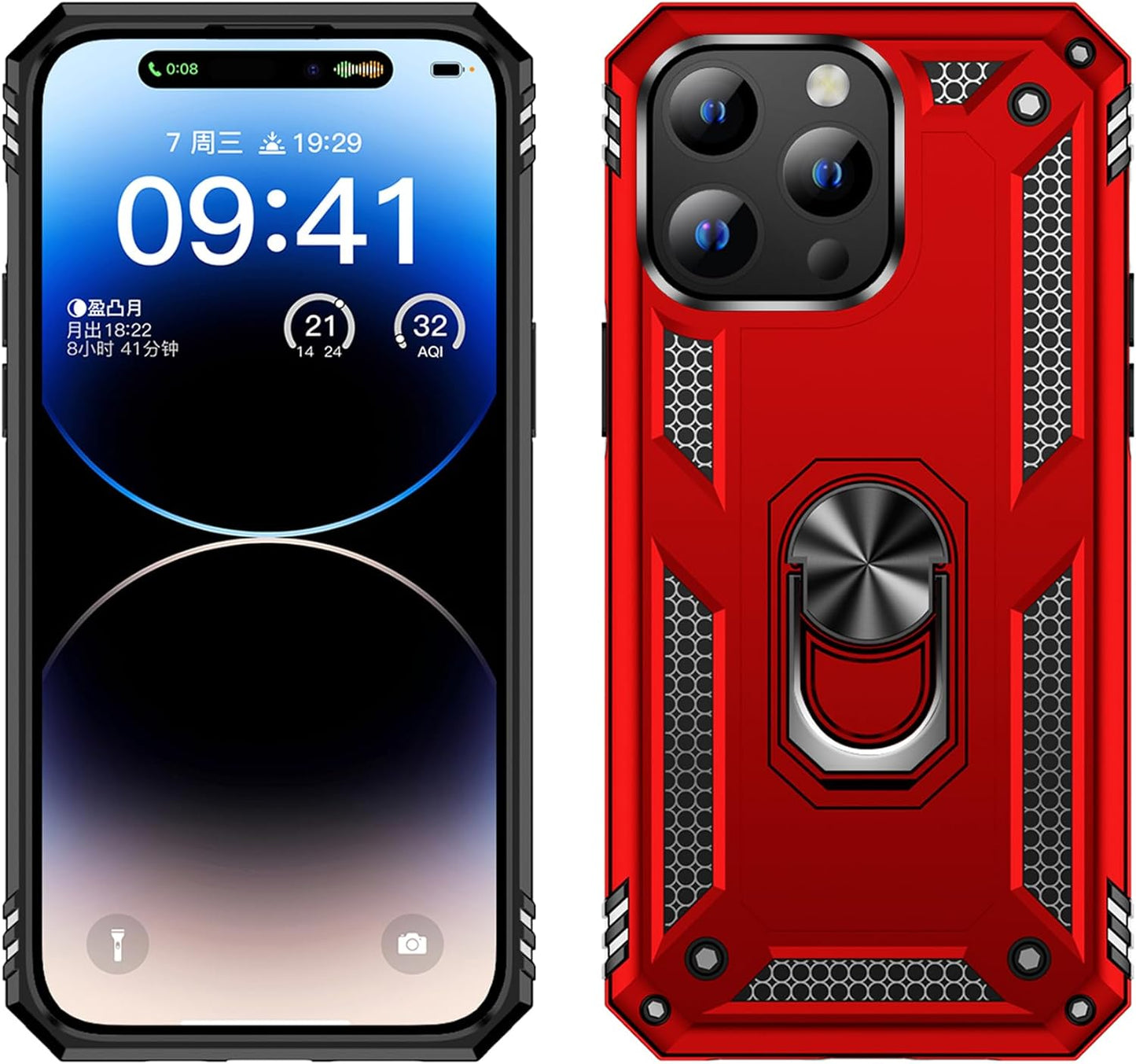 FAN SONG Case for iPhone 15 Pro Max Case with Stand, Military Grade Drop Protection Cover TPU and PC Protective Phone Case 360°Magnetic Ring Kickstand Stand for iPhone 15 Pro Max 2023 6.1", Black