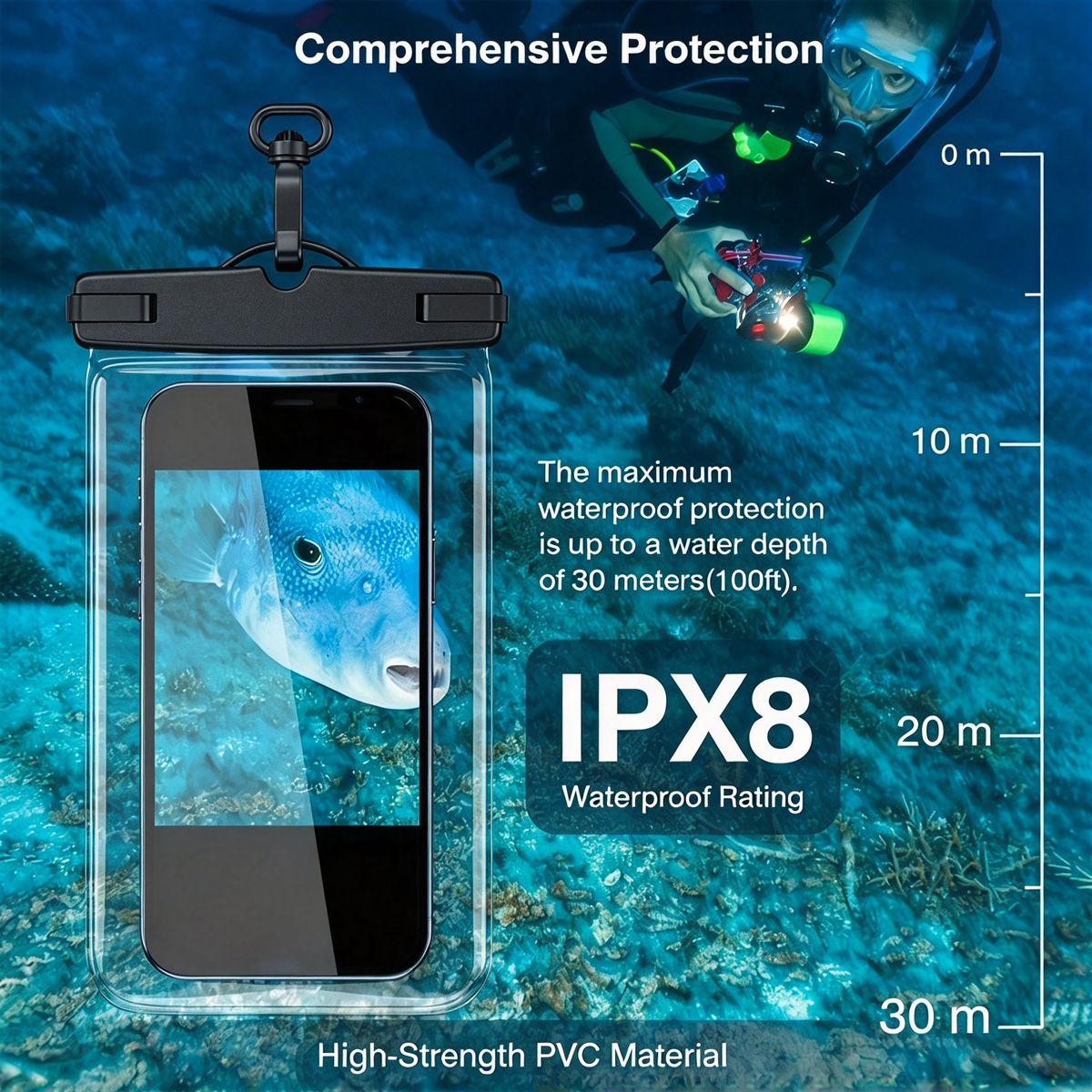 2 fundas impermeables para teléfono móvil, funda para teléfono sumergible – Cierre fácil y bolsa seca resistente al polvo, compatible con iPhone 15 14 13 12 11 Pro Max de 4-7 pulgadas/Galaxy S22 Ultra S21 S20 A12 y otros smartphones (transparente)