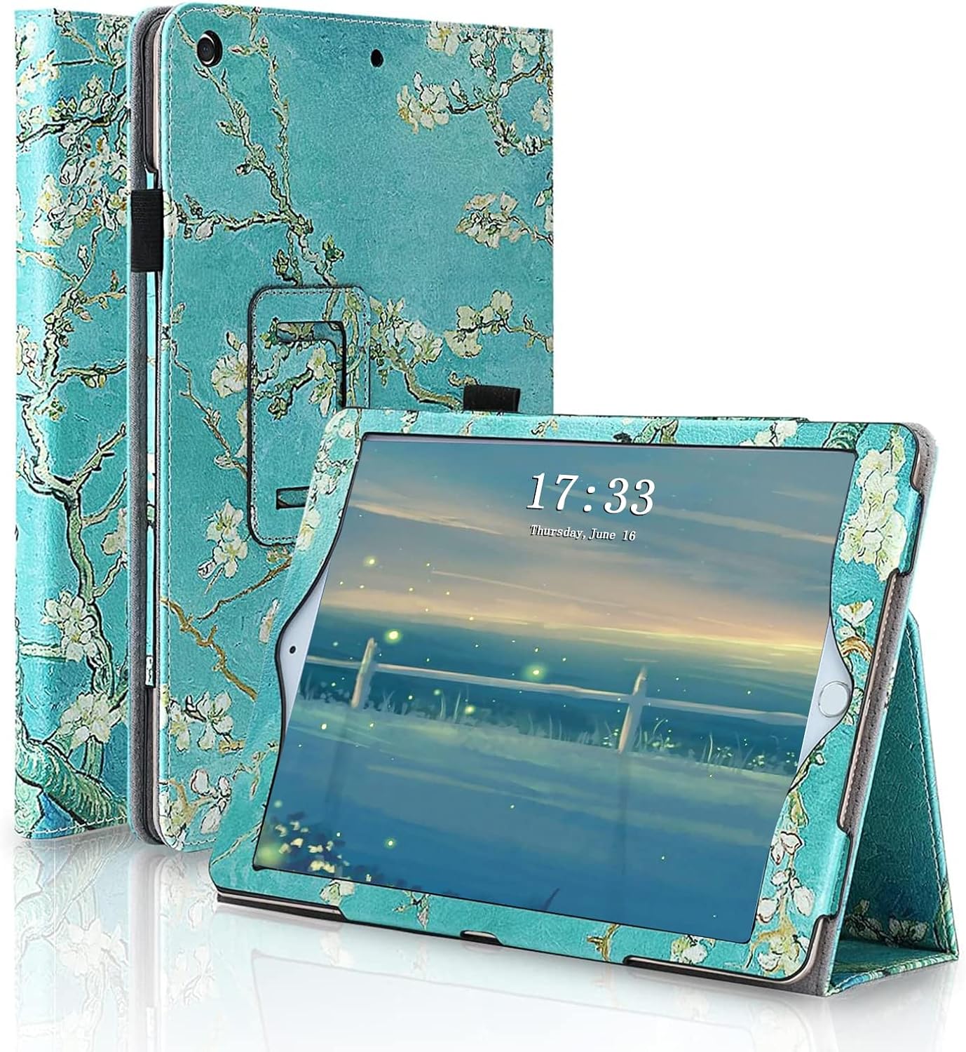 FAN SONG iPad 9th/8th/7th Generation Case 10.2 Inch Cover with Pencil Holder Leather Flip Stand Sleep Wake Slim Fit Smart case for iPad 7th/8th/9th Generation (2021/2020/2019)