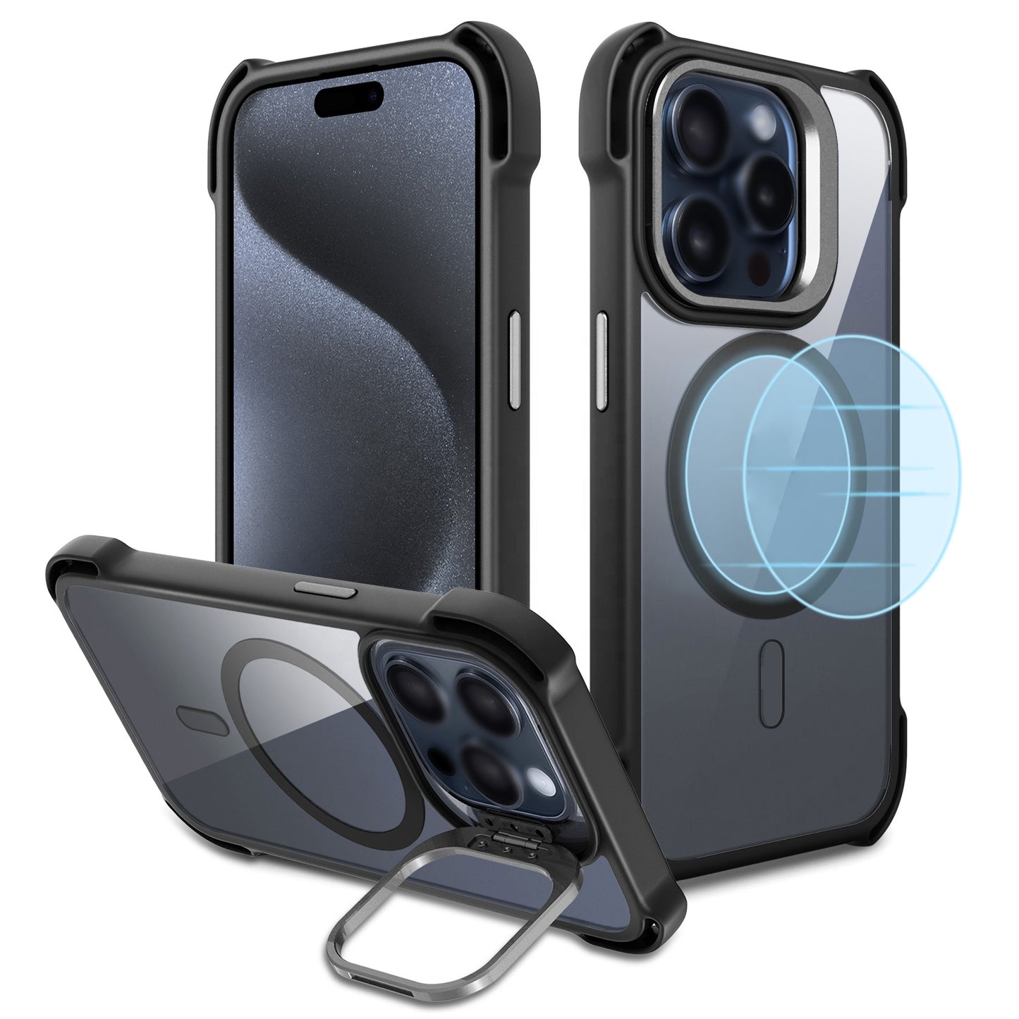 Premium iPhone 16 Phone Case Manufacture Shockproof Camera Kickstand Magnetic Metal Case For iPhone 16 Series Mobile Case