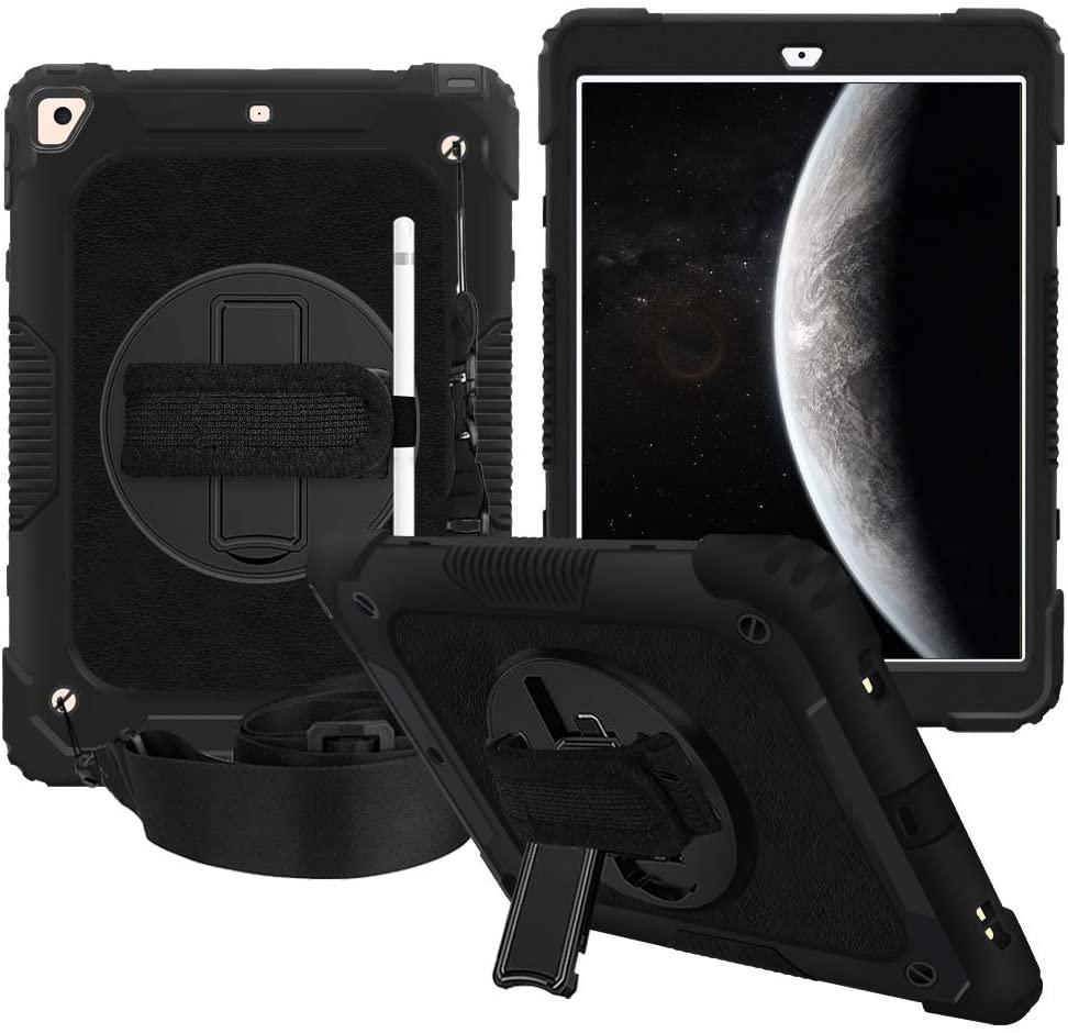 iPad 10.2 2019 Case, Shockproof Heavy Duty Protective Rugged Case with Strap for iPad 7th Generation 2019 10.2 inch (Glitter Rose Gold)