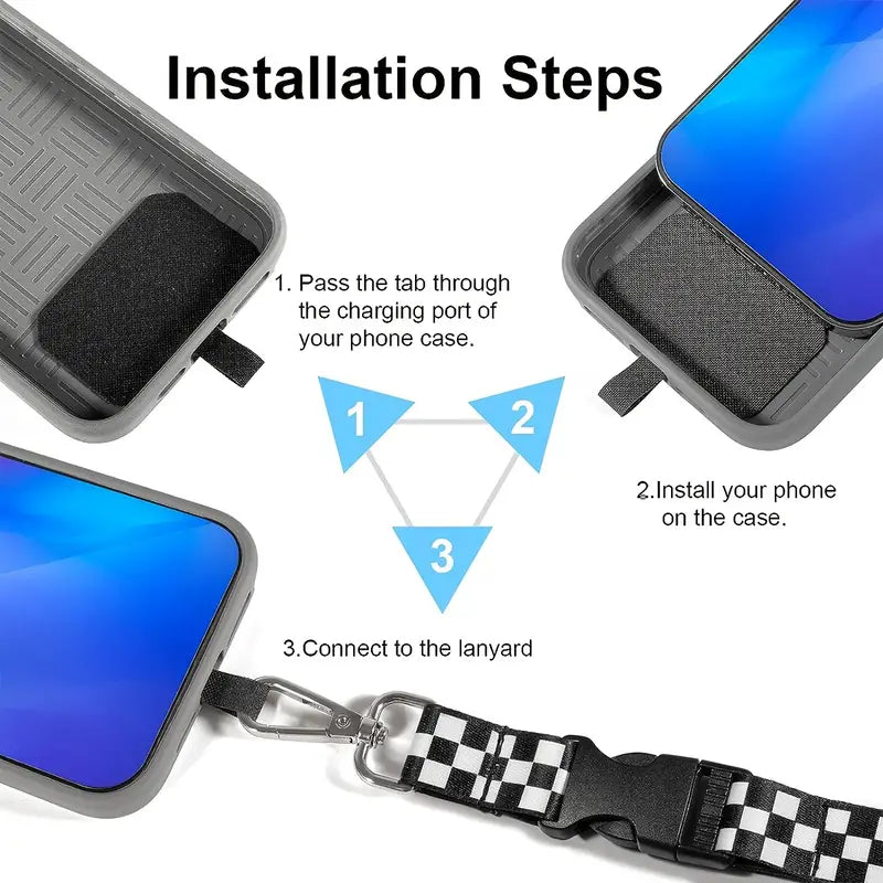 FANSONG Versatile Checkered Nylon Cell Phone Lanyard: Comfortable Neck Strap, Ring Strap, Hand Wrist Keychain Holder, Compatible with Phone Cases, Name Tags & Badge ID Cards