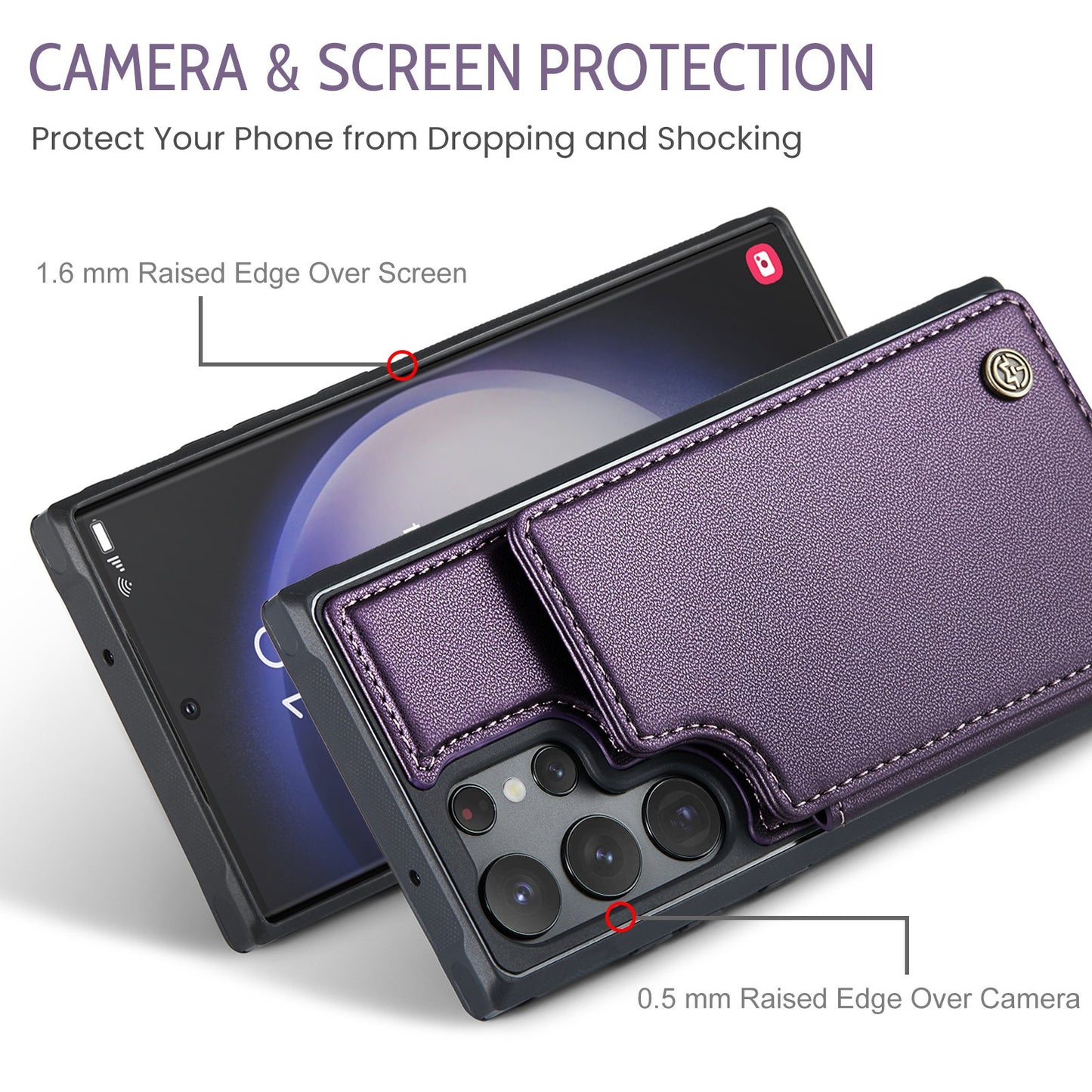 Phone Case With Card Holder For Samsung Galaxy S23 S22 S21 S20 Ultra S21 FE, Wallet Case For Women Men With RFID Blocking, Durable Artificial Leather Kickstand Magnetic Clasp Shockproof Phone Case