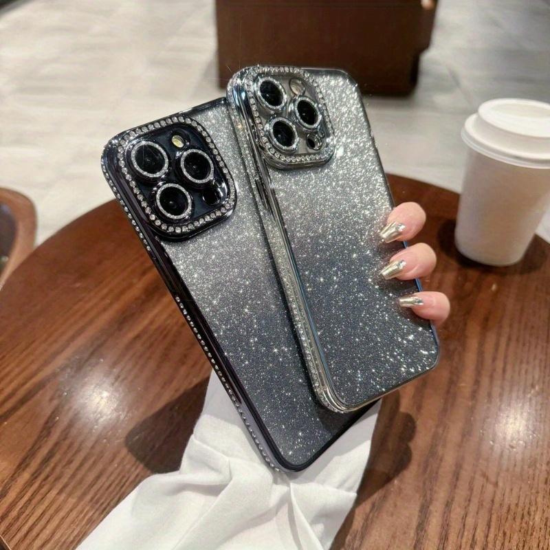 Glitter Diamond Camera Protector Case for iPhone 14 15 Pro Max 11 12 13 Pro Max 15 Plus Luxury Girl's Silicone Cover