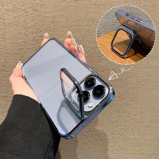 Case Transparent Electroplated Camera Lens Protector Cover Kickstand Case For Iphone 14 13 11 12 Pro Max Protective Bumper Cover