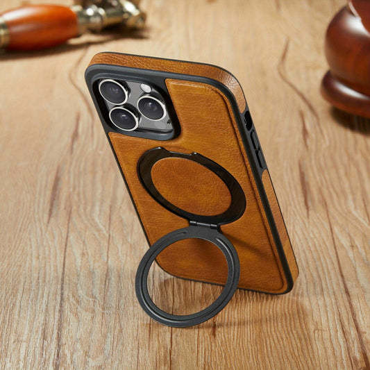 For IPhone 15 14 13 12  Pro Max Case Compatible With MagSafe Kickstand Vegan Leather Slim Classic Luxury Elegant Thin Protective Cover