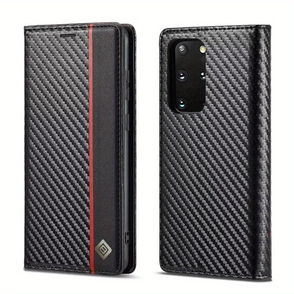 Premium Leather Wallet Case with Carbon Fiber Pattern for Samsung Galaxy S23 Ultra S22 S21 FE Ultra S20 FE S10 Plus A54 A53 A52 A52s A51