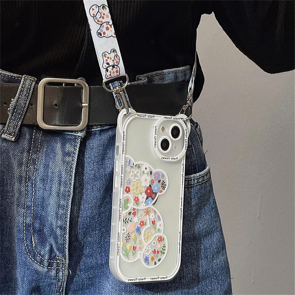 Cute Bear Head Cat Lanyard Phone Case For Phone Case