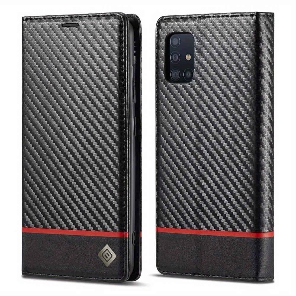 Premium Leather Wallet Case with Carbon Fiber Pattern for Samsung Galaxy S23 Ultra S22 S21 FE Ultra S20 FE S10 Plus A54 A53 A52 A52s A51