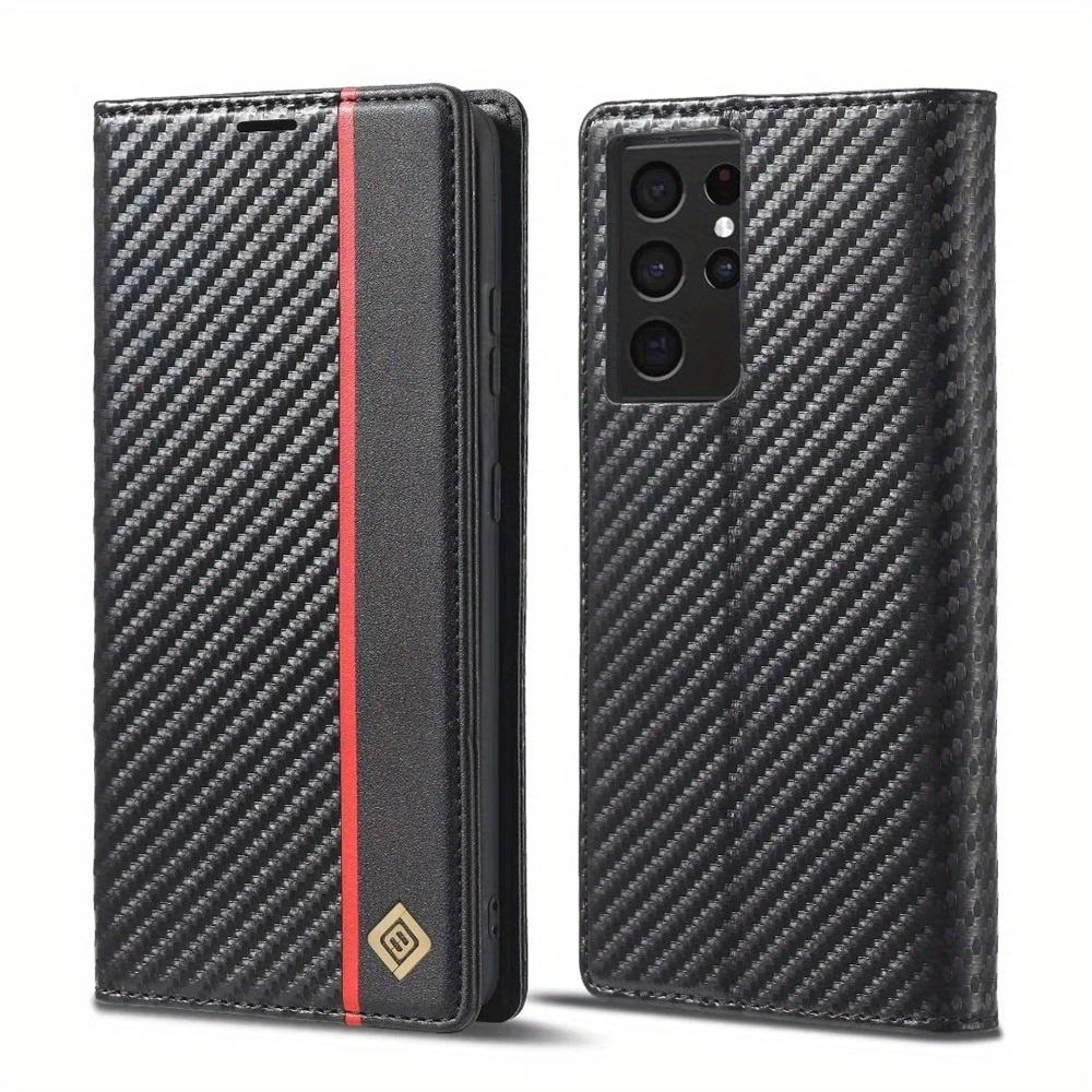 Premium Leather Wallet Case with Carbon Fiber Pattern for Samsung Galaxy S23 Ultra S22 S21 FE Ultra S20 FE S10 Plus A54 A53 A52 A52s A51
