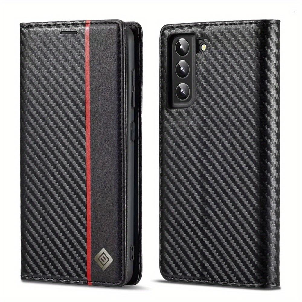 Premium Leather Wallet Case with Carbon Fiber Pattern for Samsung Galaxy S23 Ultra S22 S21 FE Ultra S20 FE S10 Plus A54 A53 A52 A52s A51