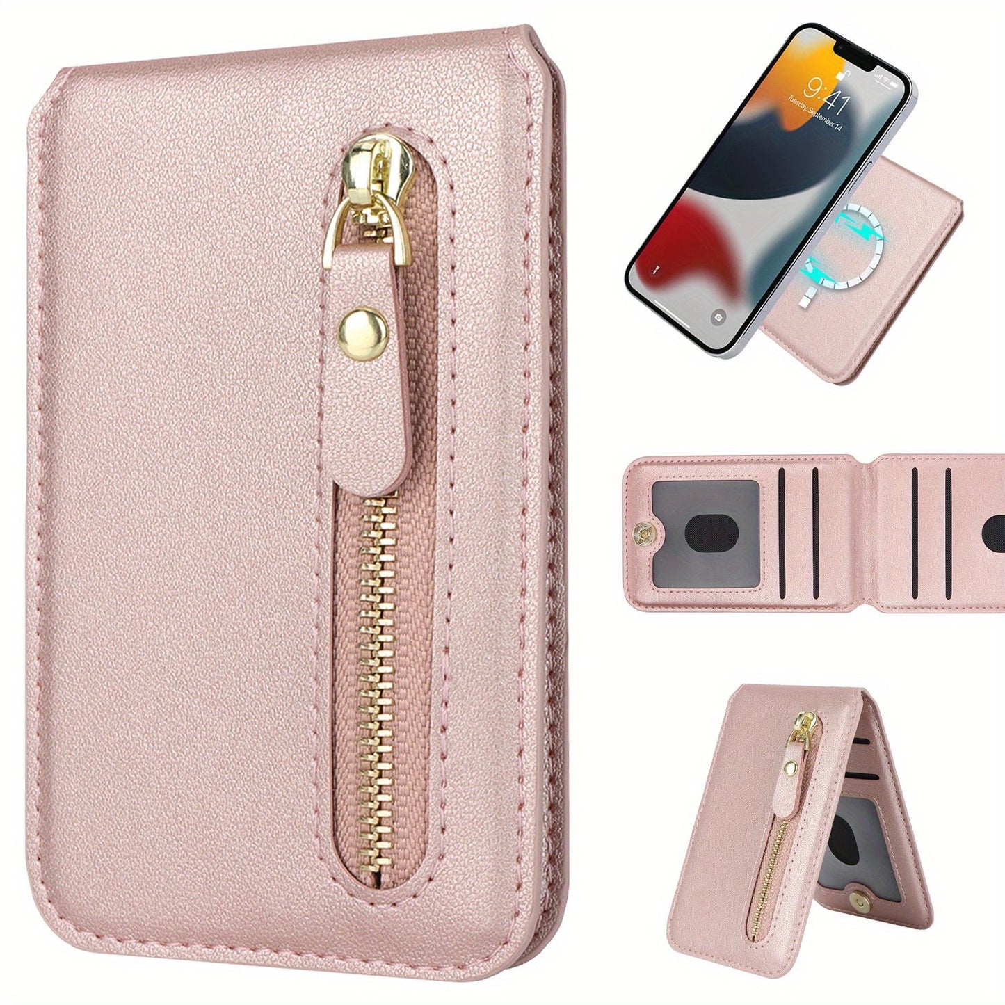 PU Faux Leather Mobile Phone Magnetic Card Holder Simple Ultra-thin Invisible Credit Card Holder Suitable For Magnetic Phone Holder Card Holder For IPhone 15/14/13/12 Series