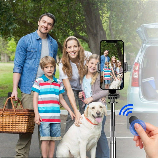 360° Rotating 40-Inch Selfie Stick Tripod with Wireless Remote, Battery Powered, Extendable Phone Holder for Travel, Vlogging - Wireless Portable Tripod Stand