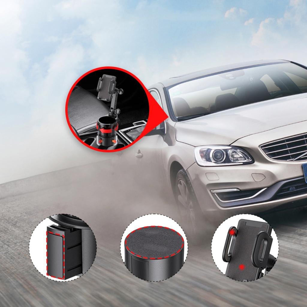 Adjustable Universal Car Phone Mount with Bottle Holder - 2-in-1 Stand for Safe and Convenient Driving