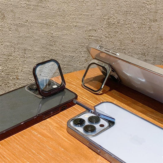 Case Transparent Electroplated Camera Lens Protector Cover Kickstand Case For Iphone 14 13 11 12 Pro Max Protective Bumper Cover