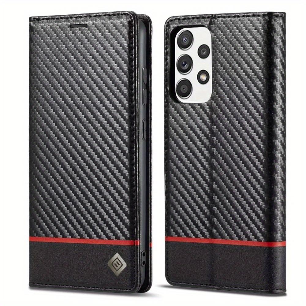 Premium Leather Wallet Case with Carbon Fiber Pattern for Samsung Galaxy S23 Ultra S22 S21 FE Ultra S20 FE S10 Plus A54 A53 A52 A52s A51