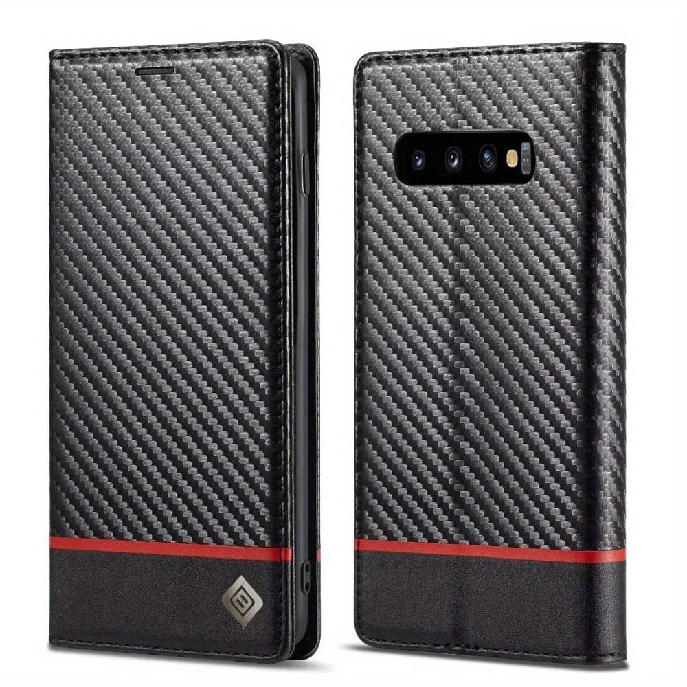 Premium Leather Wallet Case with Carbon Fiber Pattern for Samsung Galaxy S23 Ultra S22 S21 FE Ultra S20 FE S10 Plus A54 A53 A52 A52s A51
