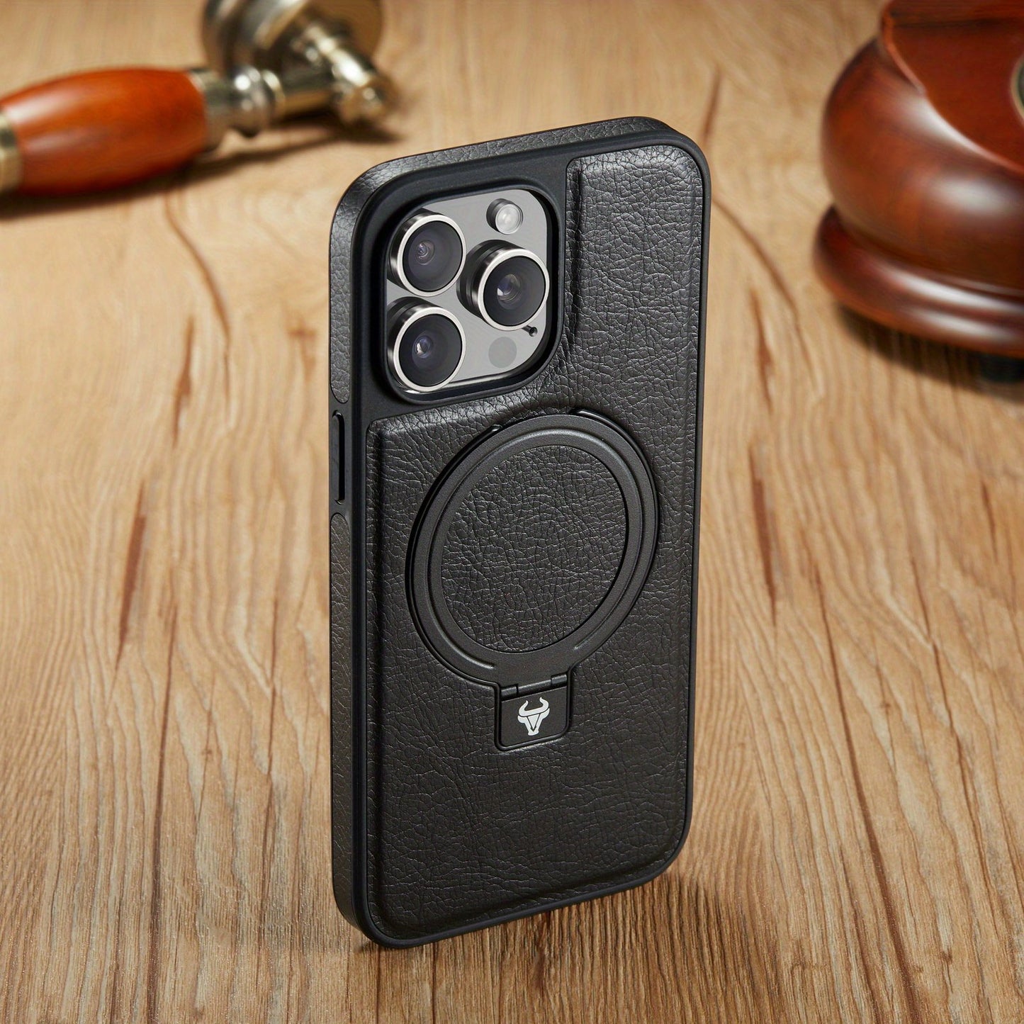 For IPhone 15 14 13 12 Pro Max Case Compatible With MagSafe Kickstand Vegan Leather Slim Classic Luxury Elegant Thin Protective Cover