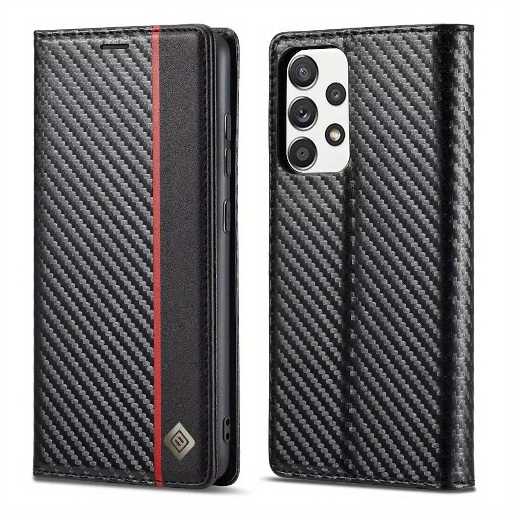 Premium Leather Wallet Case with Carbon Fiber Pattern for Samsung Galaxy S23 Ultra S22 S21 FE Ultra S20 FE S10 Plus A54 A53 A52 A52s A51