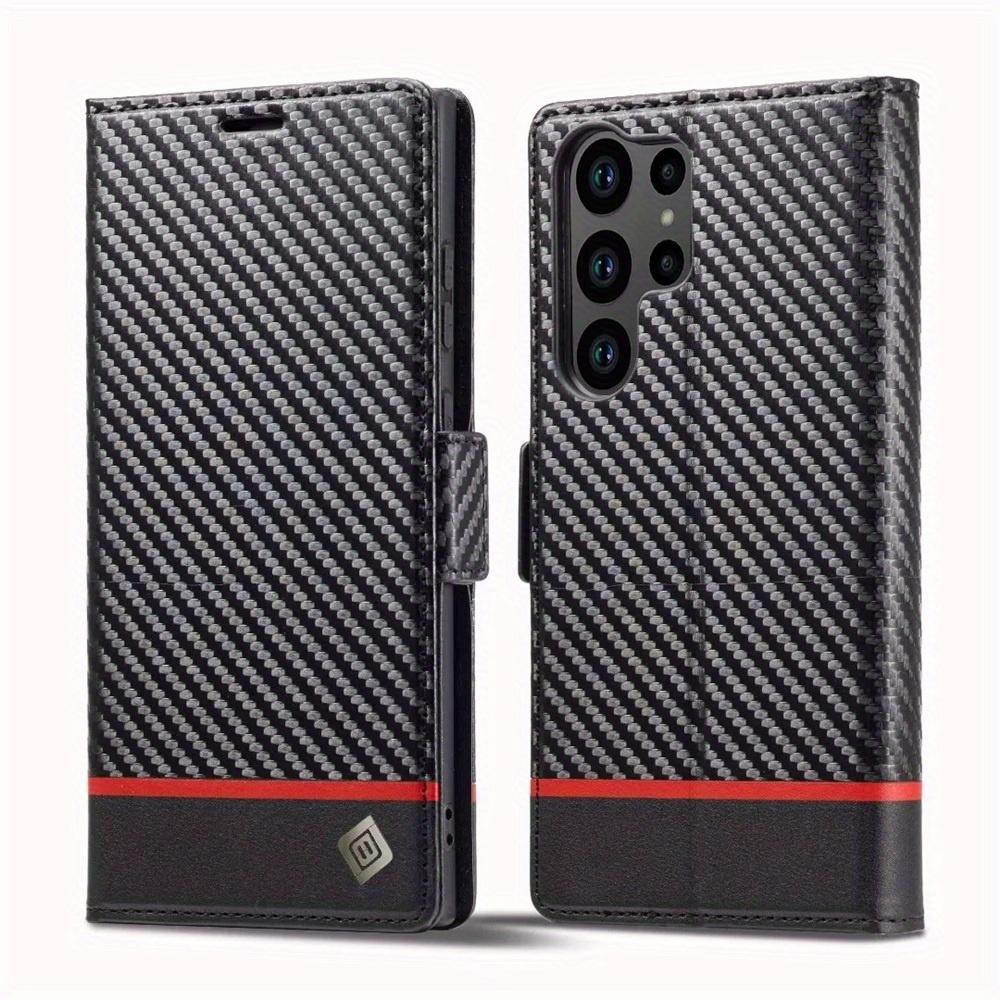 Premium Leather Wallet Case with Carbon Fiber Pattern for Samsung Galaxy S23 Ultra S22 S21 FE Ultra S20 FE S10 Plus A54 A53 A52 A52s A51