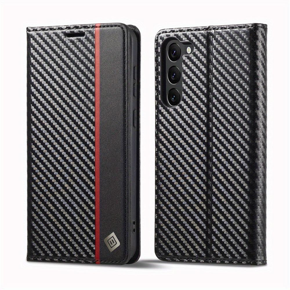 Premium Leather Wallet Case with Carbon Fiber Pattern for Samsung Galaxy S23 Ultra S22 S21 FE Ultra S20 FE S10 Plus A54 A53 A52 A52s A51