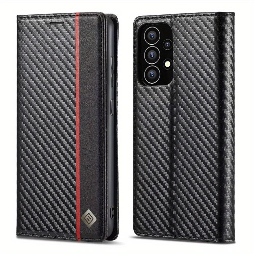 Premium Leather Wallet Case with Carbon Fiber Pattern for Samsung Galaxy S23 Ultra S22 S21 FE Ultra S20 FE S10 Plus A54 A53 A52 A52s A51