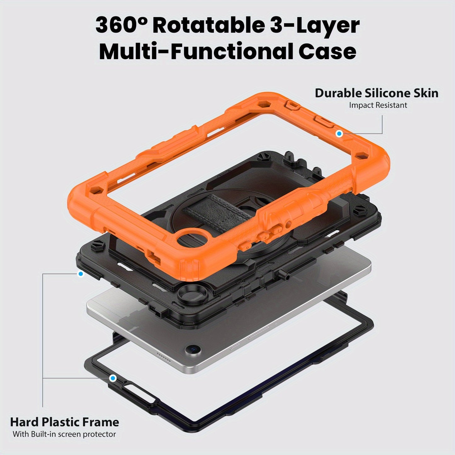 For Samsung Galaxy TAB A9/A9 Plus 2023 Military Grade Shockproof Protector Silicone Cover Case + Pencil Holder + Handle Shoulder Strap