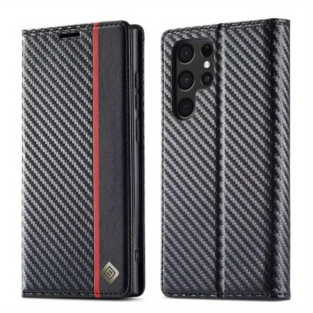 Premium Leather Wallet Case with Carbon Fiber Pattern for Samsung Galaxy S23 Ultra S22 S21 FE Ultra S20 FE S10 Plus A54 A53 A52 A52s A51