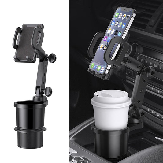 Adjustable Universal Car Phone Mount with Bottle Holder - 2-in-1 Stand for Safe and Convenient Driving