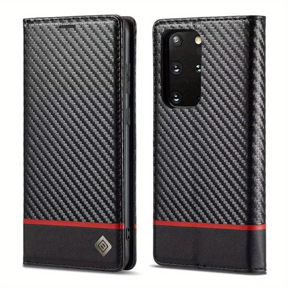 Premium Leather Wallet Case with Carbon Fiber Pattern for Samsung Galaxy S23 Ultra S22 S21 FE Ultra S20 FE S10 Plus A54 A53 A52 A52s A51