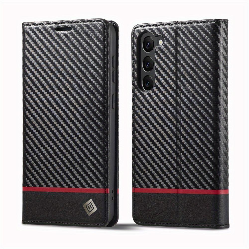 Premium Leather Wallet Case with Carbon Fiber Pattern for Samsung Galaxy S23 Ultra S22 S21 FE Ultra S20 FE S10 Plus A54 A53 A52 A52s A51