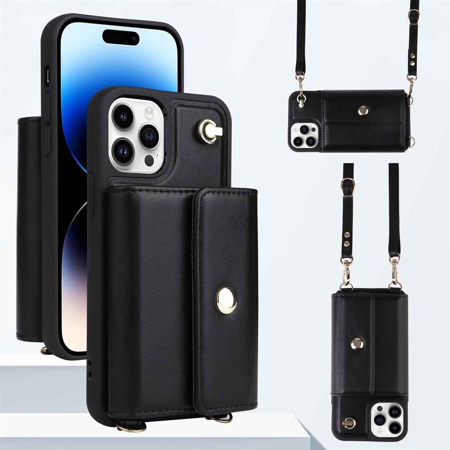 Crossbody For IPhone 14 13 12 11 Pro Max Phone Case Wallet Protection With 10-Card Holder Bills Slot, Soft PU Leather Magnetic Flip Shoulder Strap Wallet Case For Women