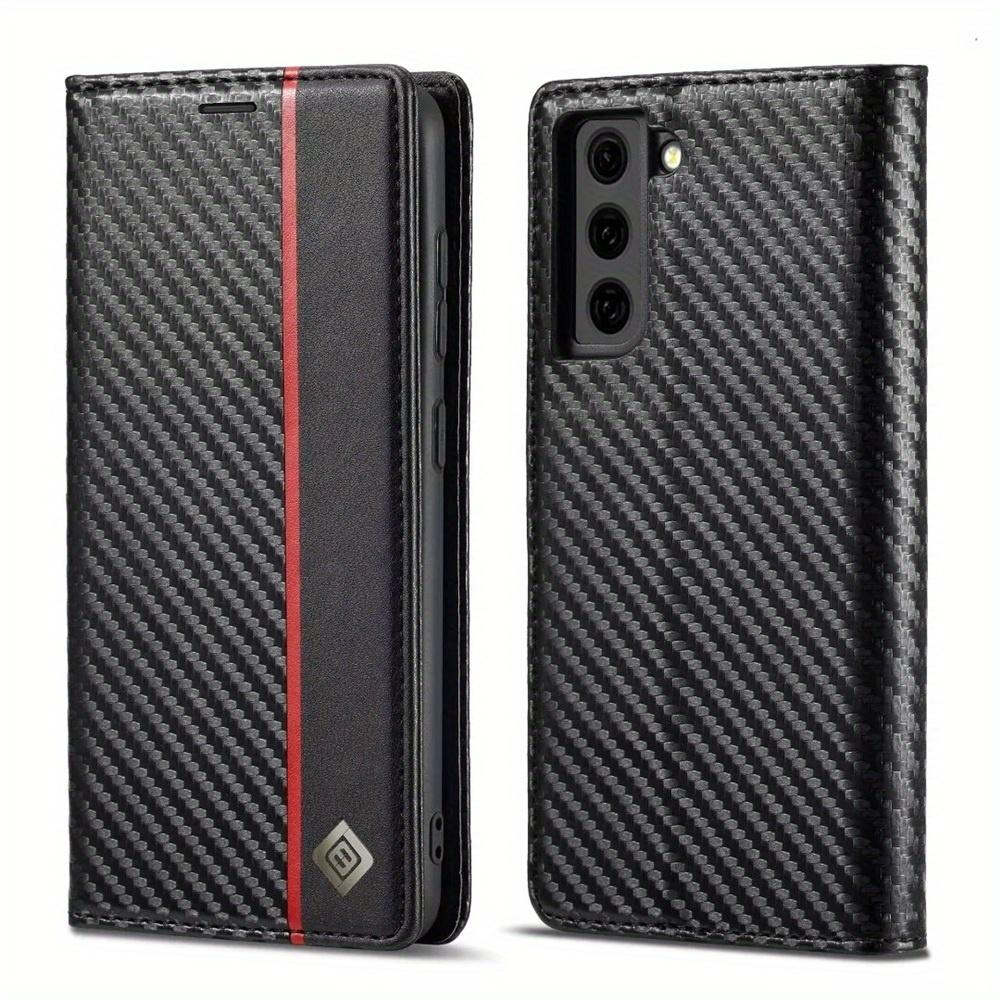 Premium Leather Wallet Case with Carbon Fiber Pattern for Samsung Galaxy S23 Ultra S22 S21 FE Ultra S20 FE S10 Plus A54 A53 A52 A52s A51