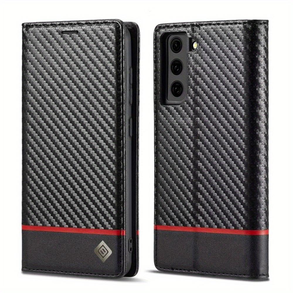Premium Leather Wallet Case with Carbon Fiber Pattern for Samsung Galaxy S23 Ultra S22 S21 FE Ultra S20 FE S10 Plus A54 A53 A52 A52s A51