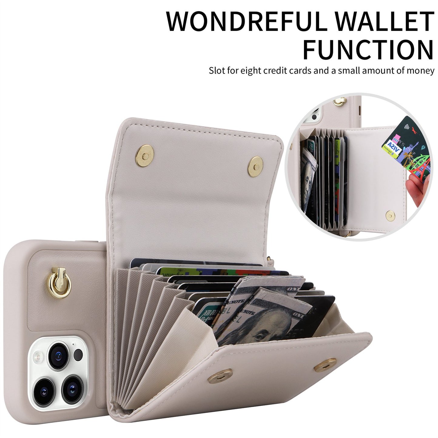 Crossbody For IPhone 14 13 12 11 Pro Max Phone Case Wallet Protection With 10-Card Holder Bills Slot, Soft PU Leather Magnetic Flip Shoulder Strap Wallet Case For Women