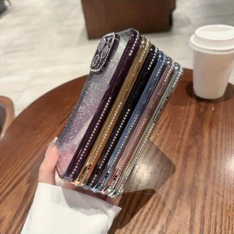 Glitter Diamond Camera Protector Case for iPhone 14 15 Pro Max 11 12 13 Pro Max 15 Plus Luxury Girl's Silicone Cover