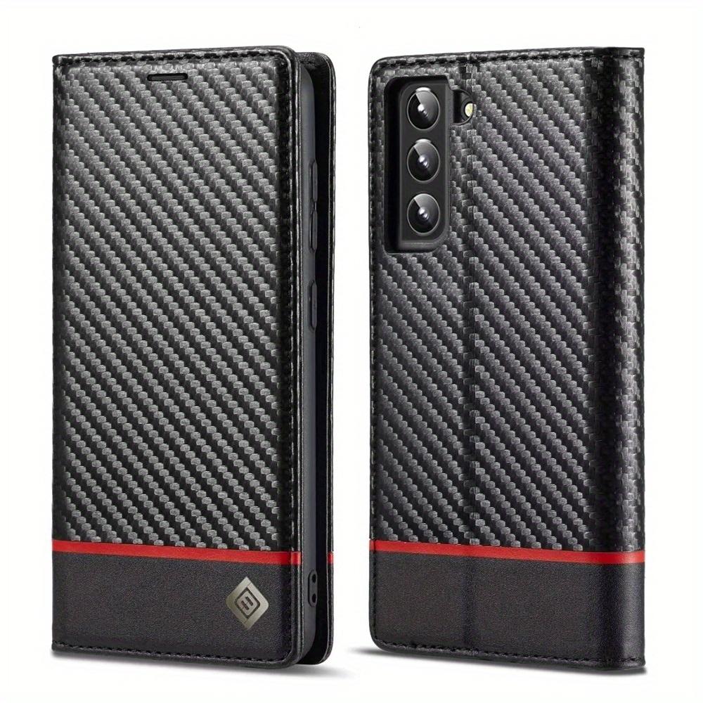 Premium Leather Wallet Case with Carbon Fiber Pattern for Samsung Galaxy S23 Ultra S22 S21 FE Ultra S20 FE S10 Plus A54 A53 A52 A52s A51