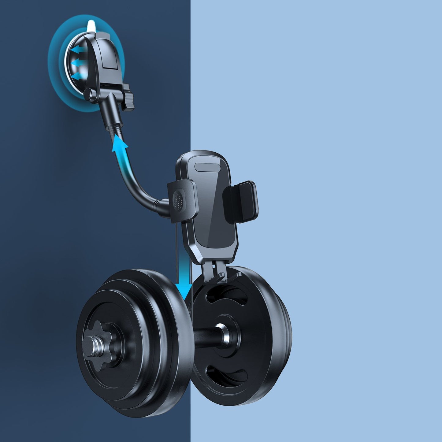 180 Degree Adjustable Car Phone Holder with Strong Suction Cup Base - Securely Mount Your Phone for Safe Driving