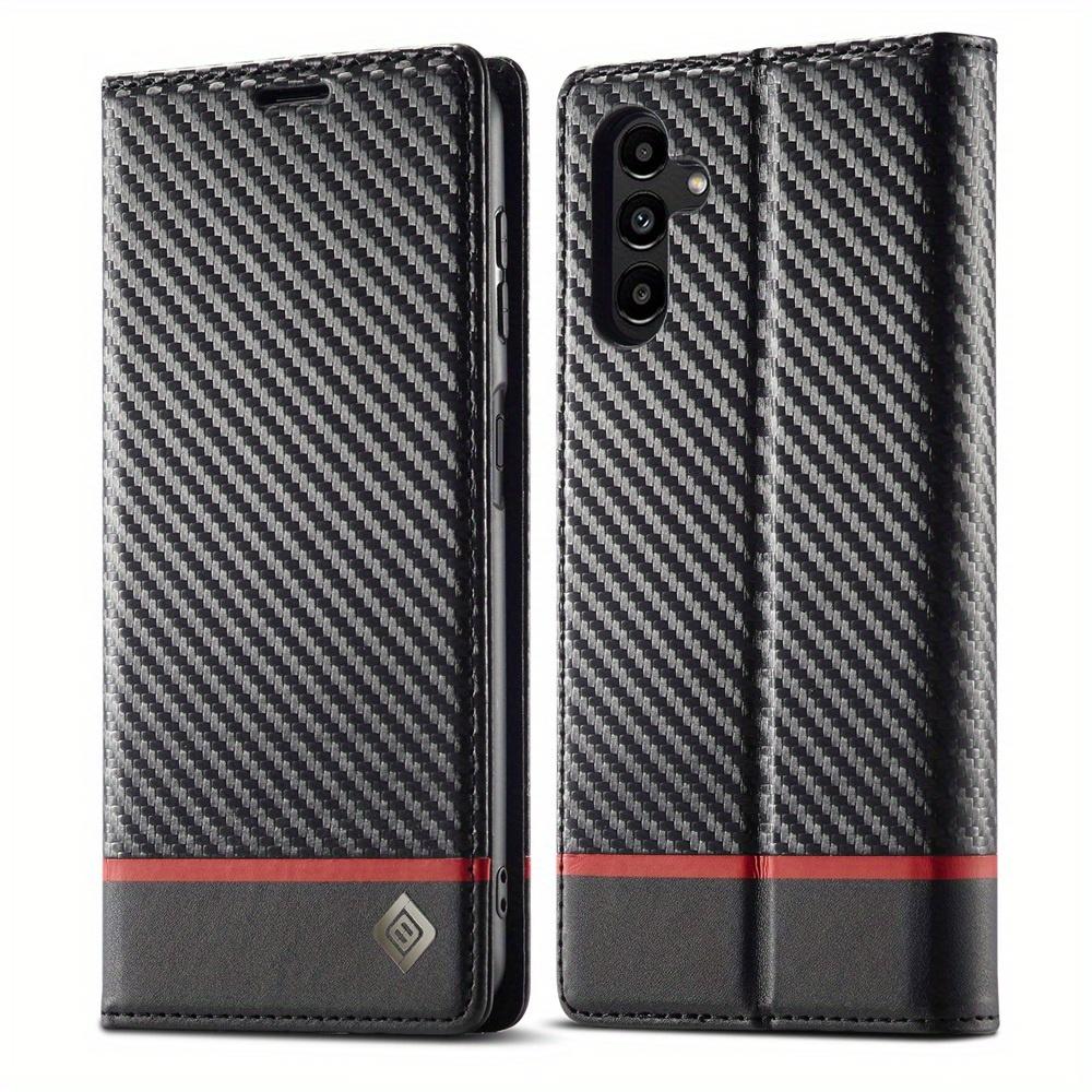 Premium Leather Wallet Case with Carbon Fiber Pattern for Samsung Galaxy S23 Ultra S22 S21 FE Ultra S20 FE S10 Plus A54 A53 A52 A52s A51
