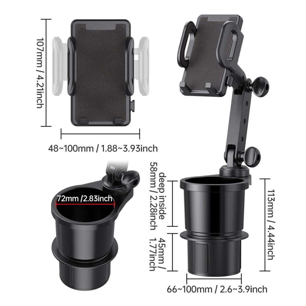 Adjustable Universal Car Phone Mount with Bottle Holder - 2-in-1 Stand for Safe and Convenient Driving